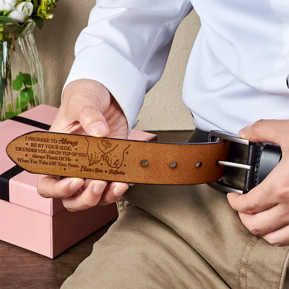 "I Promise To Always Be By Your Side" Personalized Engraved Leather Belt – Perfect Couples Gift - Image 6