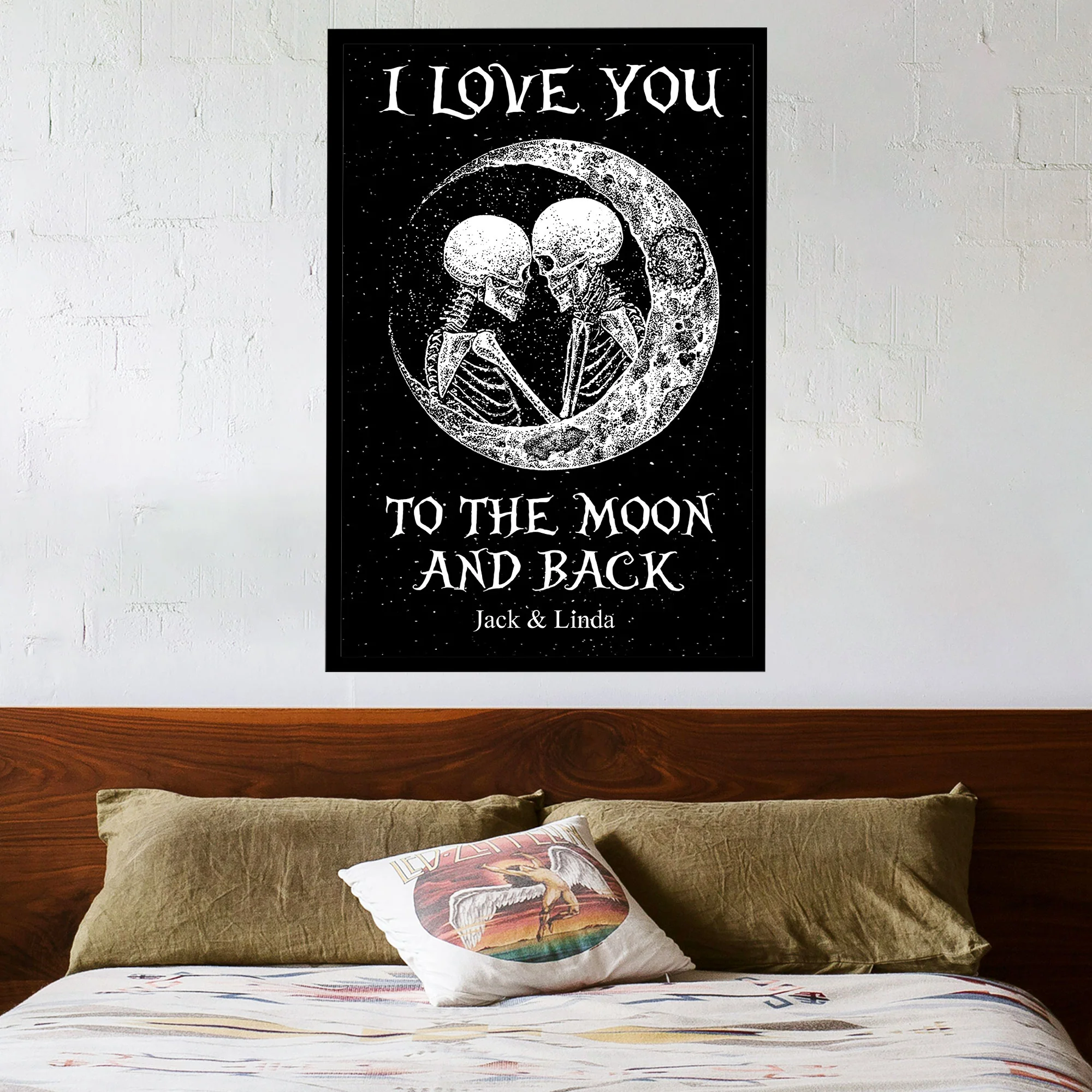 Gothic Couple Canvas – "I Love You to the Moon and Back" Romantic Home Decoration - Image 3