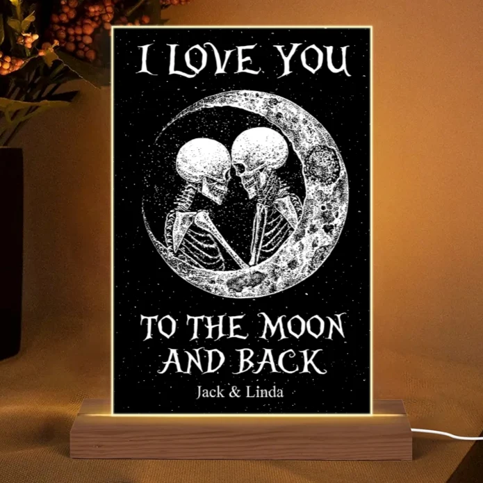 Gothic Couple Canvas – "I Love You to the Moon and Back" Romantic Home Decoration - Image 7