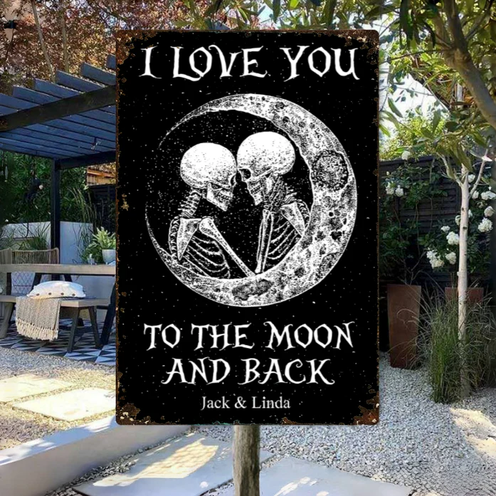 Gothic Couple Canvas – "I Love You to the Moon and Back" Romantic Home Decoration - Image 9