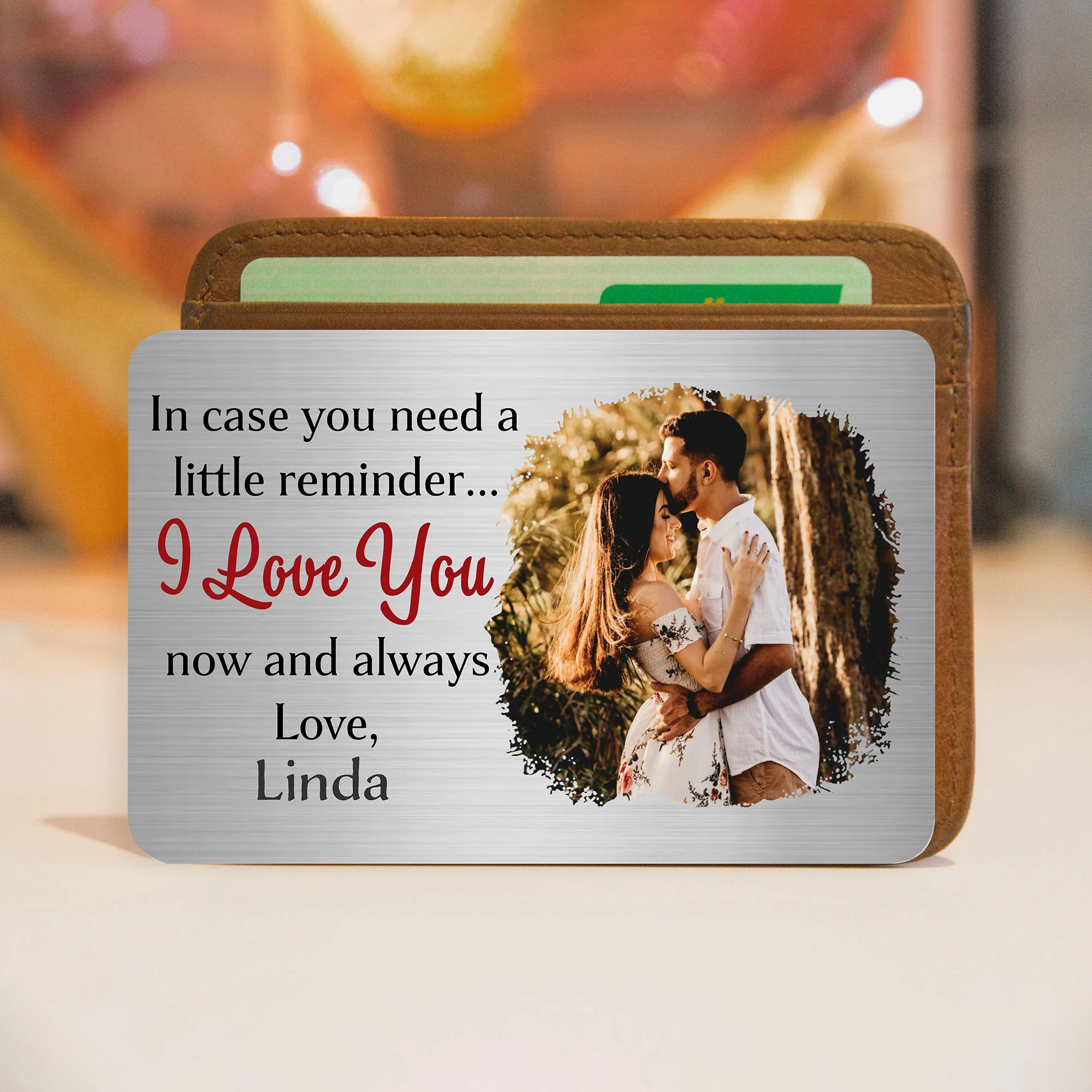 "I Love You" Custom Wallet Card – Engraved Love Message with Photo - Image 2