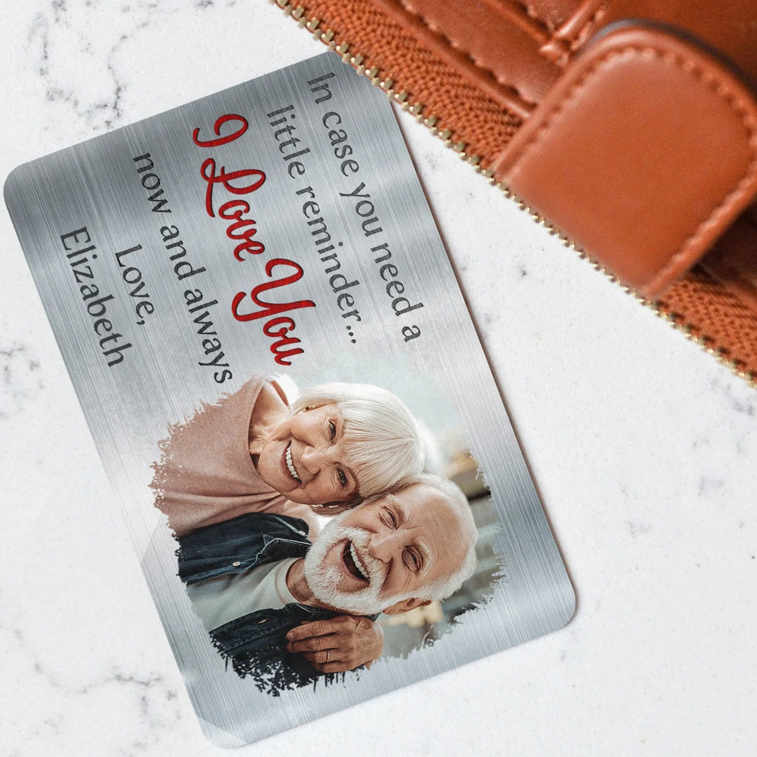 "I Love You" Custom Wallet Card – Engraved Love Message with Photo - Image 7