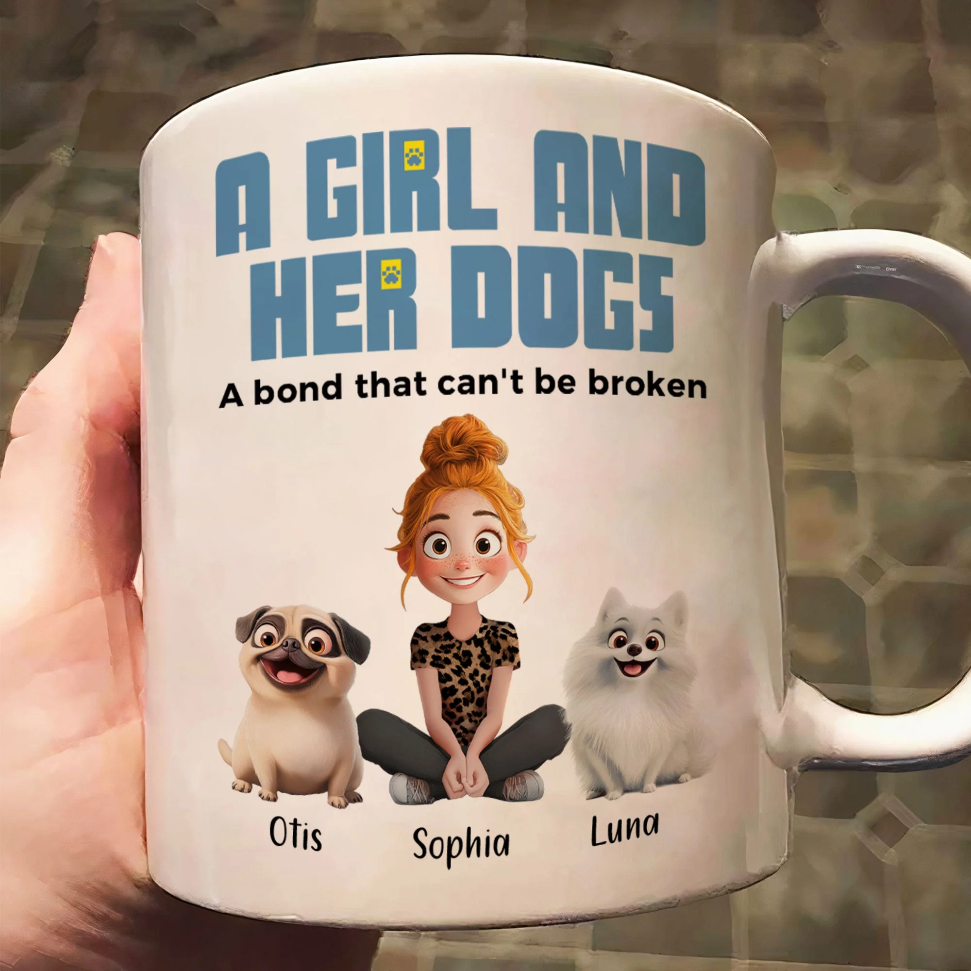 A Girl and Her Dogs" Personalized Mug, Special Gift for Pet Lovers, Perfect Dog Companion Bond Cup - Image 4
