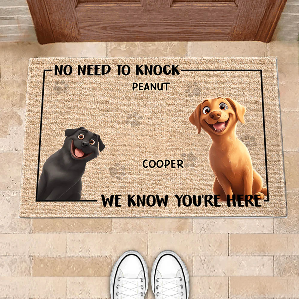Personalized Pet Doormat – Cute Dog Design, Perfect for Valentine's, Family Gifts, Available in Standard and Premium Options