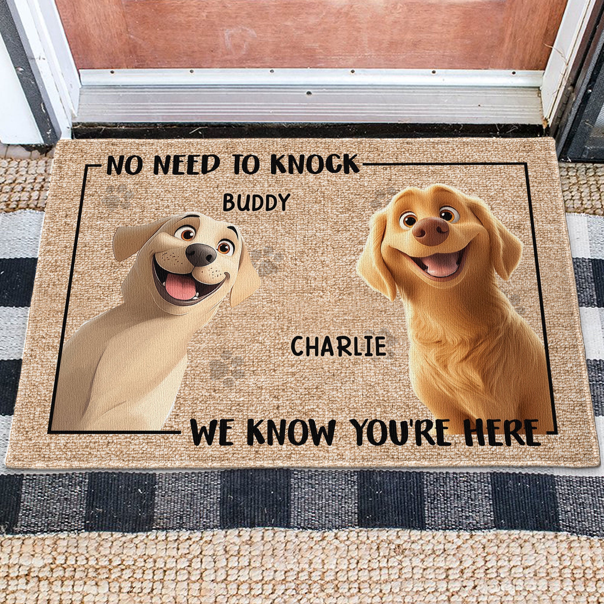 Personalized Pet Doormat – Cute Dog Design, Perfect for Valentine's, Family Gifts, Available in Standard and Premium Options - Image 5