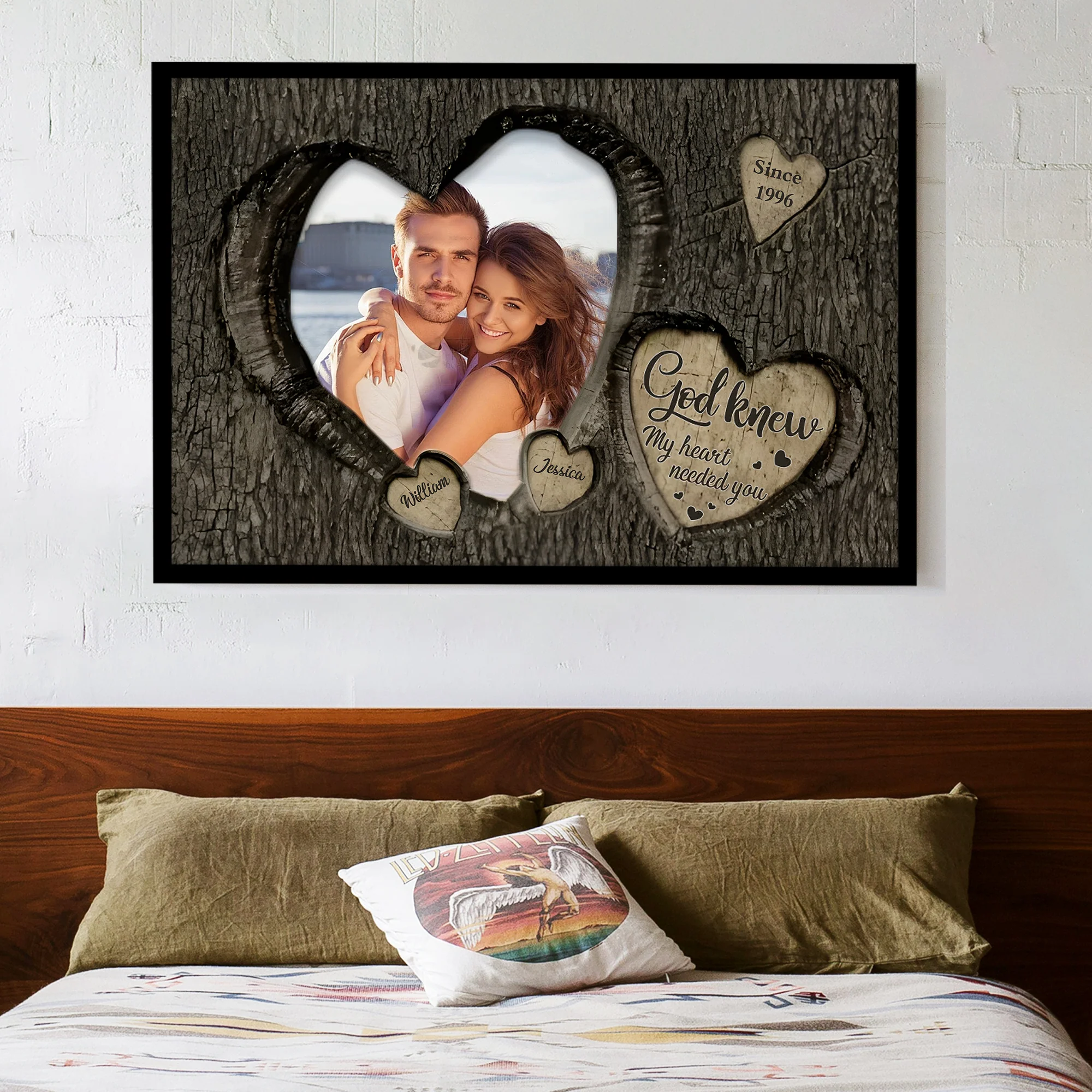 "We Belong Together" Bark Texture Design Custom Canvas, Perfect Gift for Couples, Anniversaries, or Home Decoration - Image 2