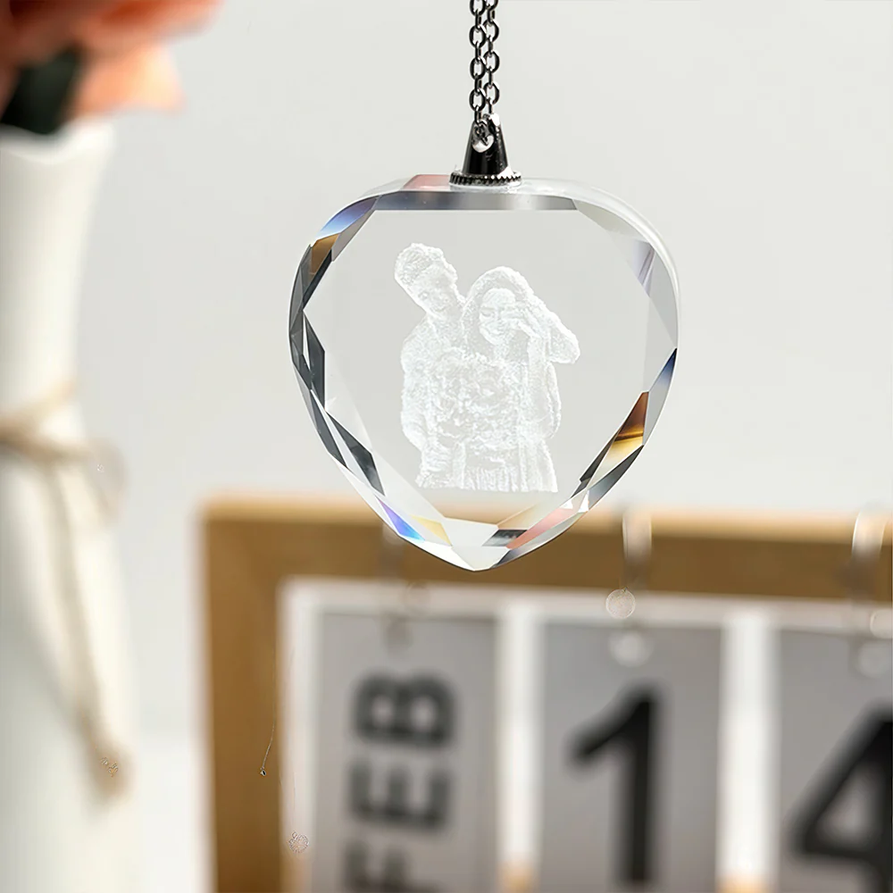 Romantic Valentine's Day Couple Gift - Personalized Photo Engraved Crystal Necklace - Image 2