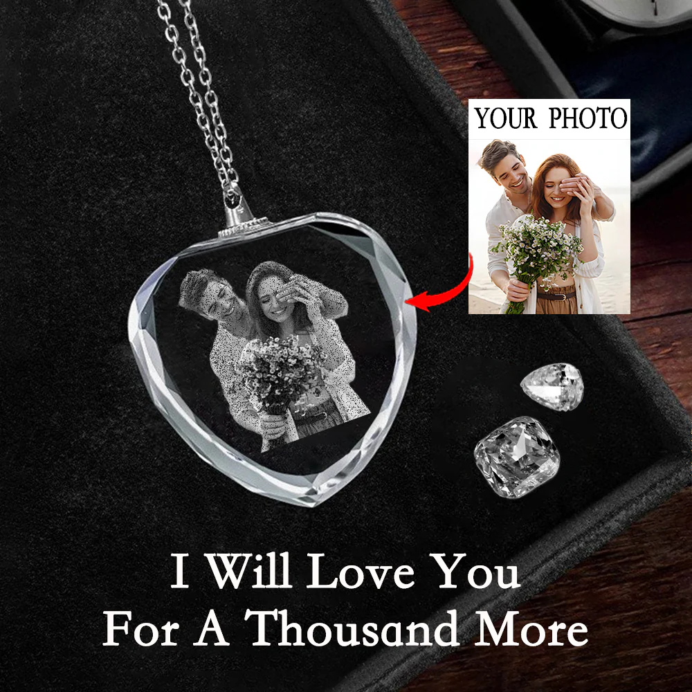 Romantic Valentine's Day Couple Gift - Personalized Photo Engraved Crystal Necklace - Image 4