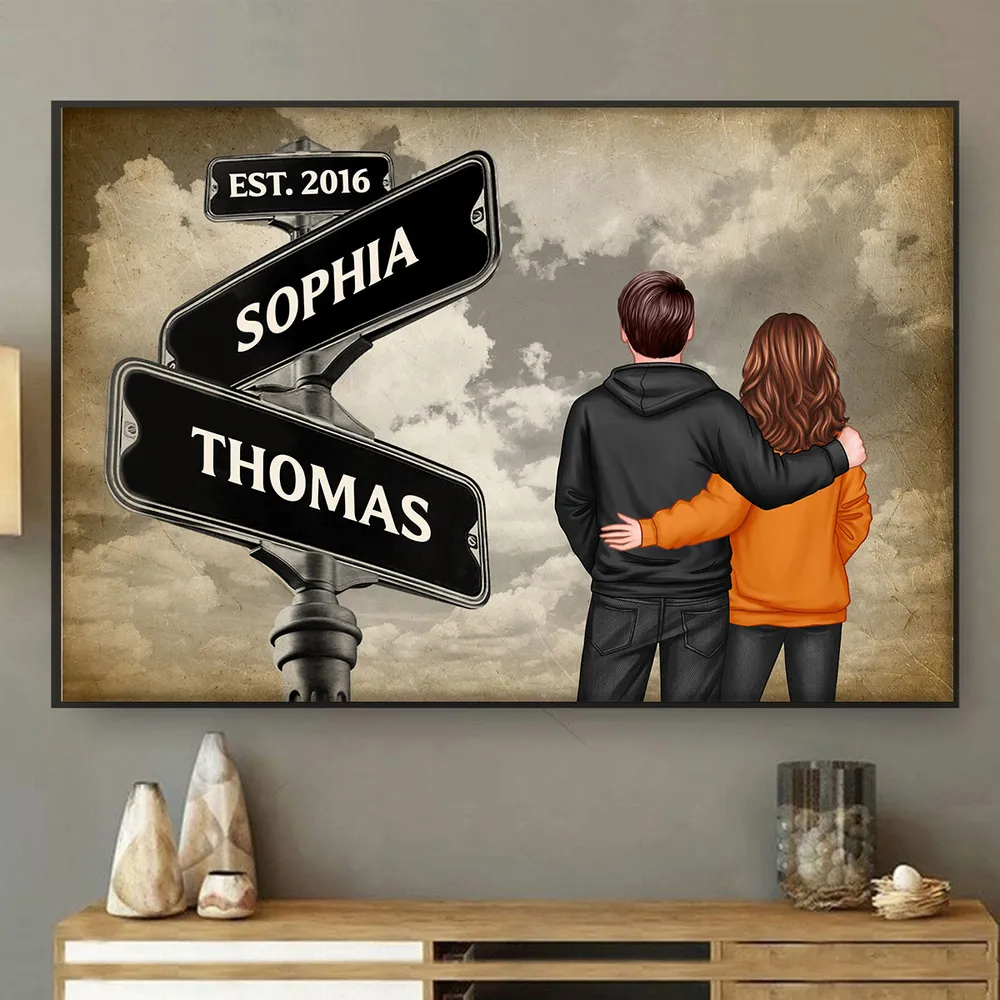 Back View Couple Street Sign Poster – Personalized Gift for Him or Her - Image 10