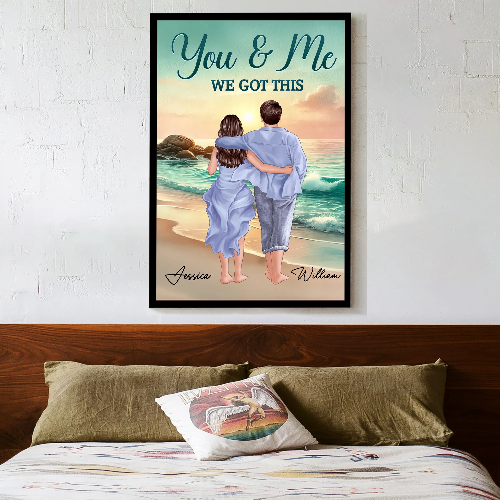"You & Me, We Got This" Themed Valentine's Day Gift with Beach Background, Perfect for Wall Decor and Desk Items, Supports All Categories - Image 3