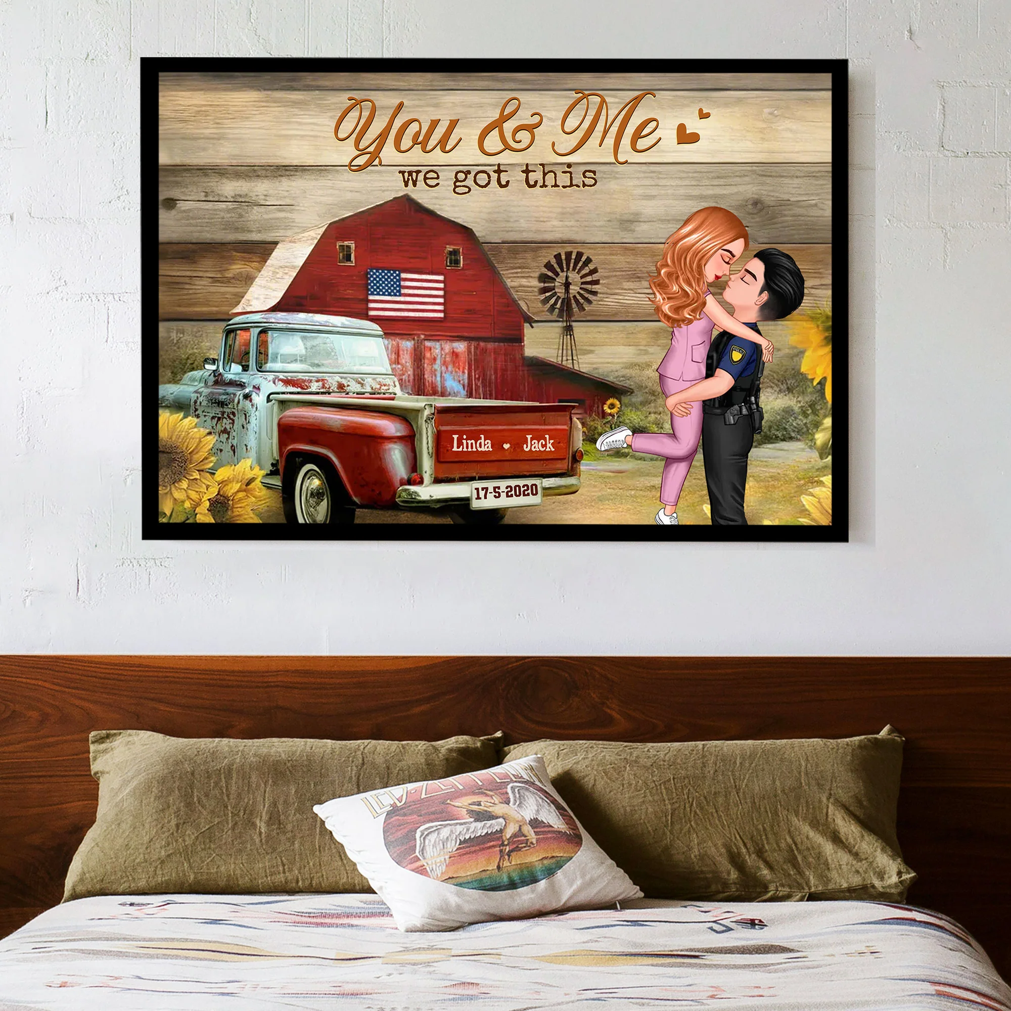 You & Me Rustic Vintage Truck Themed Couple Poster, Romantic Gift for Anniversaries - Image 3