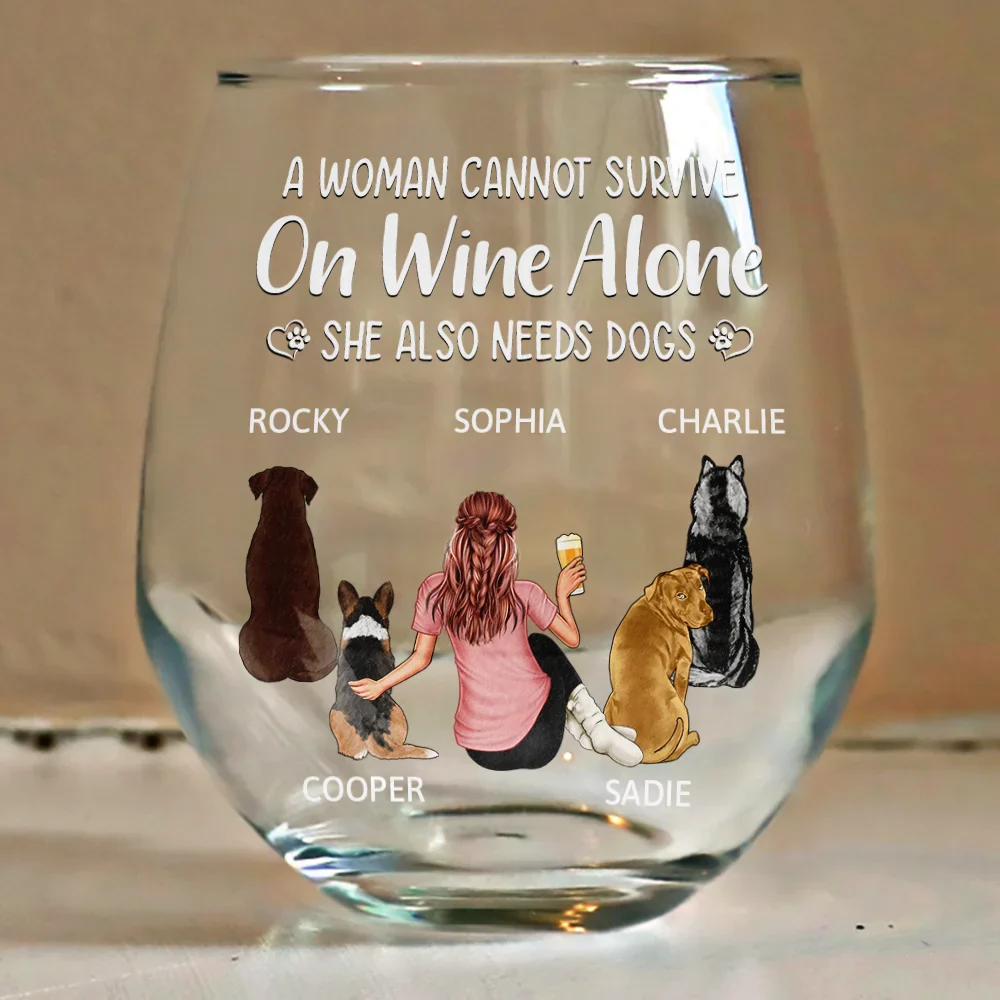 “Wine and Dogs Are Essential” Personalized Stemless Wine Glass - Valentine’s Day Gift - Perfect for Dog Moms/Dads - Beach Scene Design - Image 8