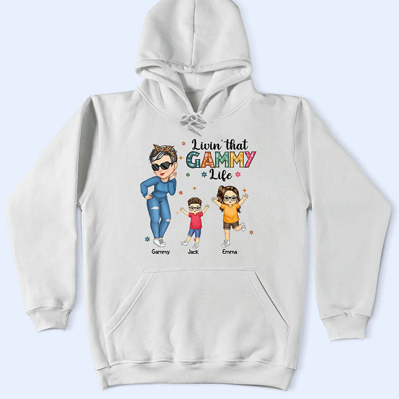 "Living That Grandma Life" - Personalized Cartoon Graphic T-Shirt, Perfect Gift for Grandma, Mom, Nana, Gigi - Mother's Day or Birthday Present - Image 6