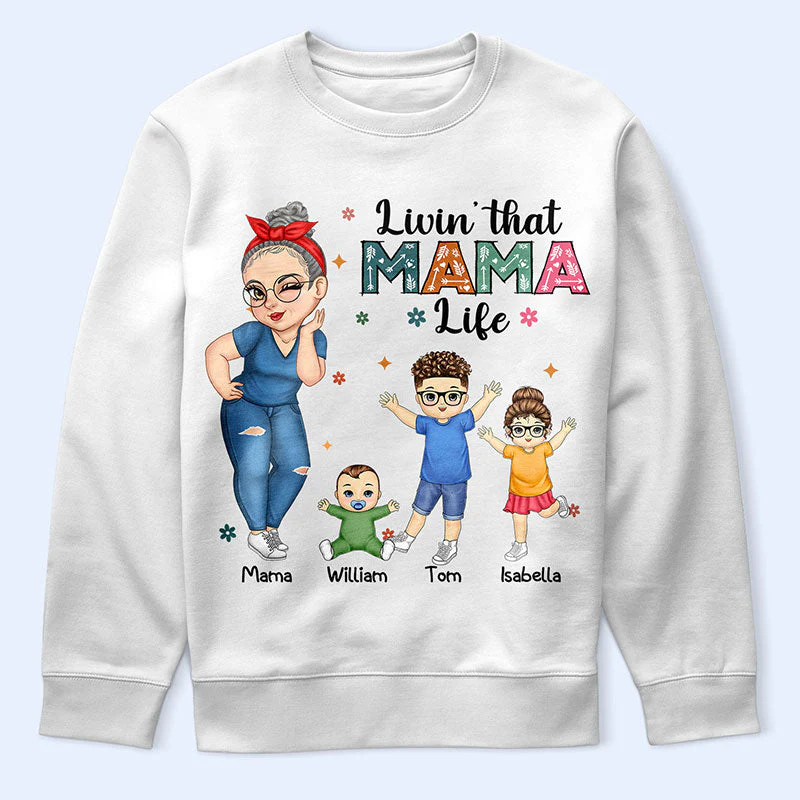 "Living That Grandma Life" - Personalized Cartoon Graphic T-Shirt, Perfect Gift for Grandma, Mom, Nana, Gigi - Mother's Day or Birthday Present - Image 7