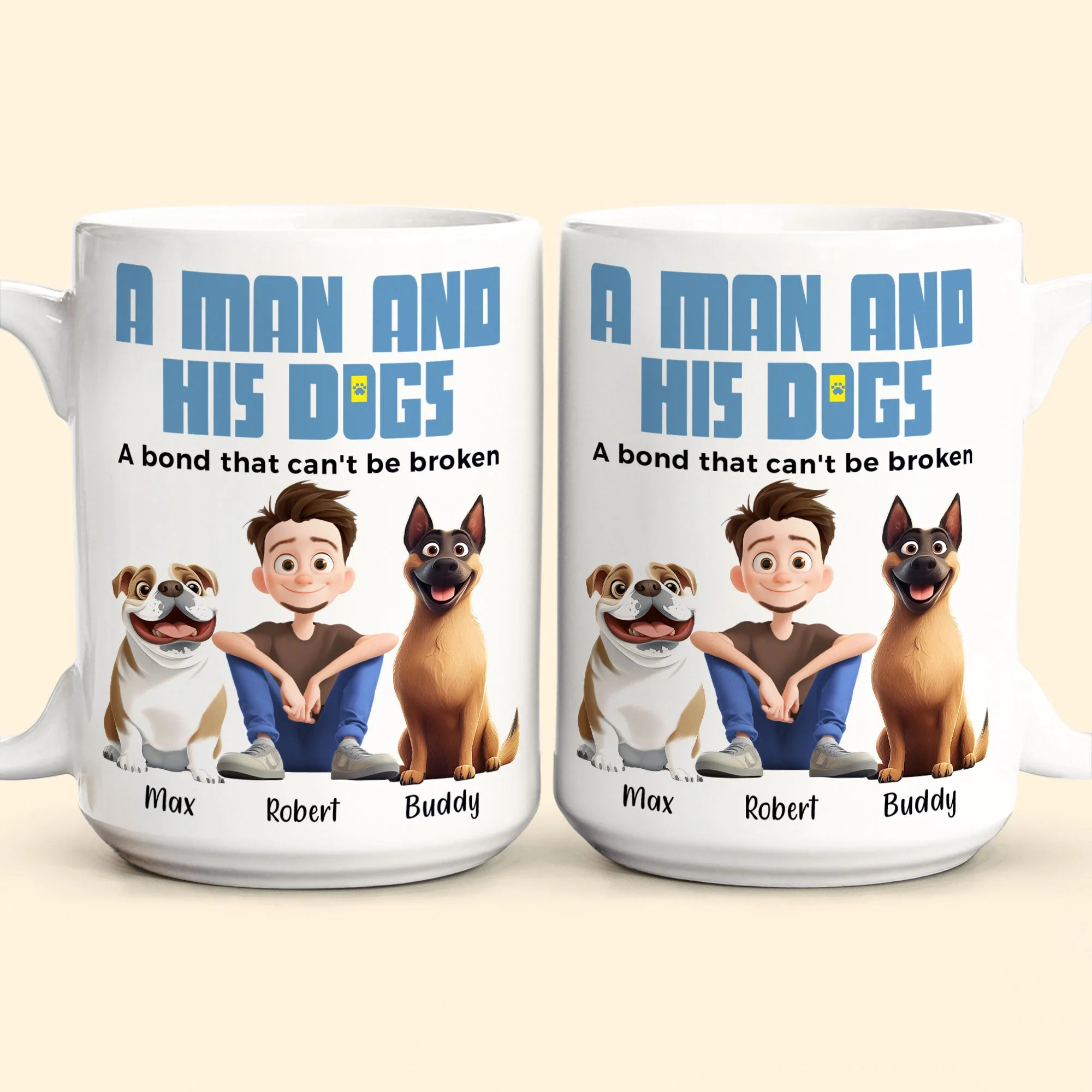 Heartwarming Pet-Themed Mug – Personalized 'A Man and His Dogs' Design, Ideal Gift for Dog Owners - Image 8