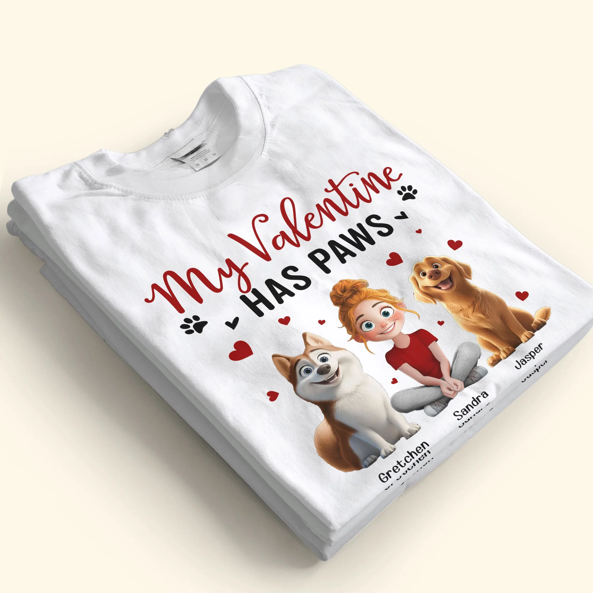 'My Valentine Has Paws' Pet-Themed Classic Tee – Valentine's Day Gift for Pet Lovers, Available as Women Tee, Hoodie, and Sweatshirt - Image 7