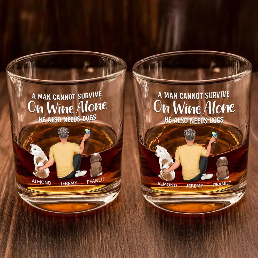 Personalized Whiskey Glass with Pet and Owner Back View – 'She Also Needs a Dog' Warm Quote Design - Image 7
