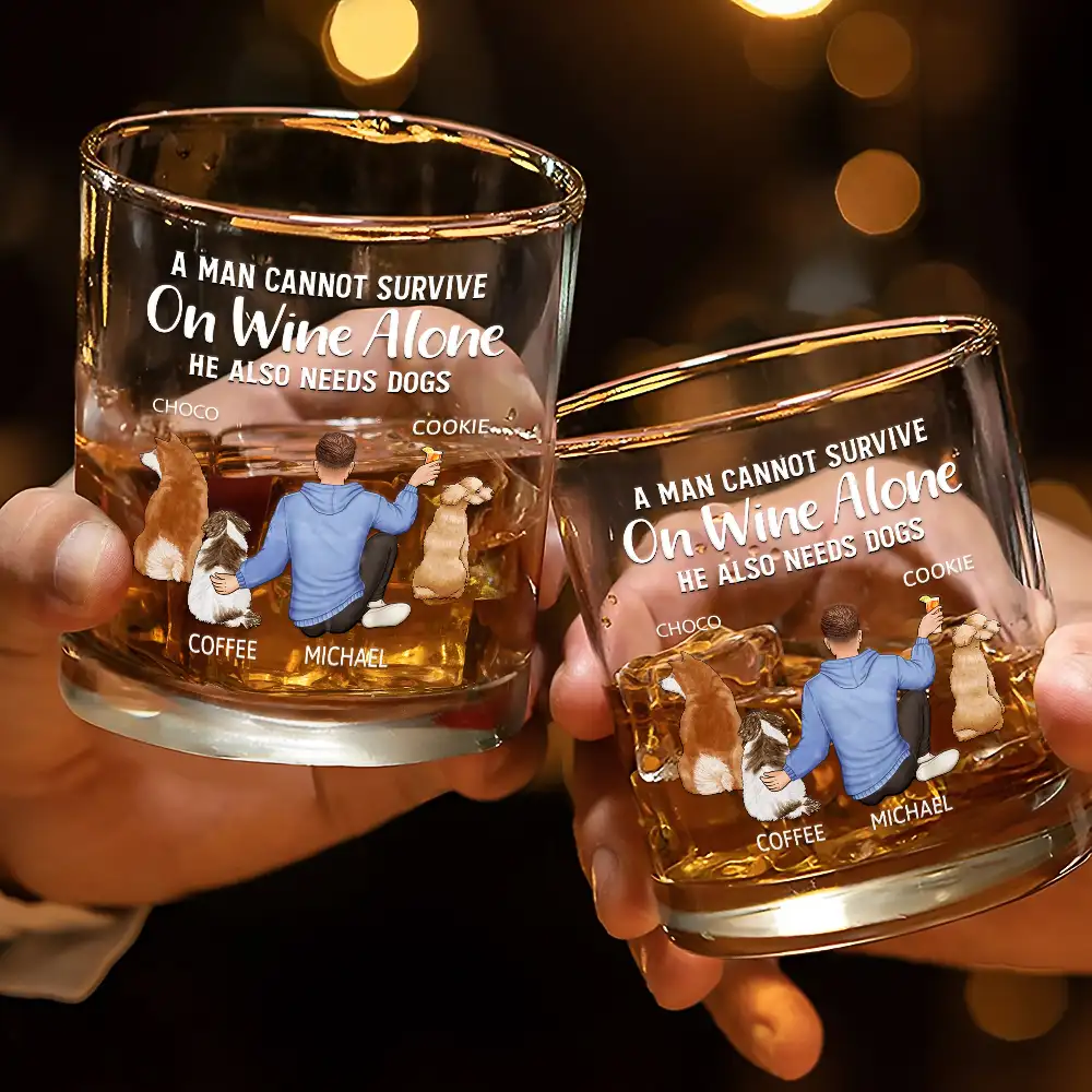 Personalized Whiskey Glass with Pet and Owner Back View – 'She Also Needs a Dog' Warm Quote Design - Image 8
