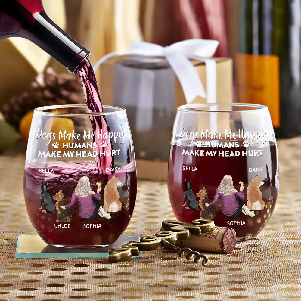 A Girl or A Guy & Their Dog – A Bond That Can’t Be Broken Personalized Wine Glass – Custom Pet Lover Gift for Men and Women - Image 3