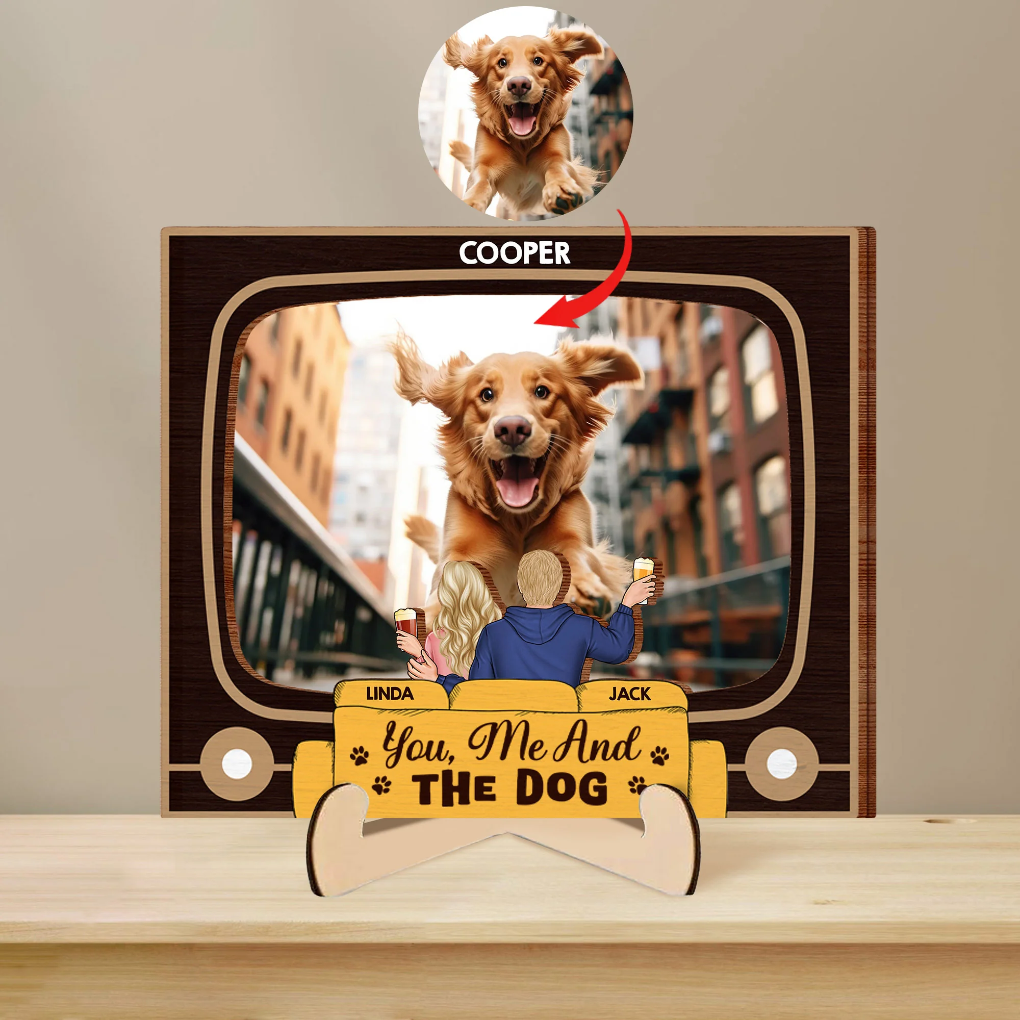 2-Layer Wooden Plaque - Celebrate Moments with You, Me, and the Dog - Image 2