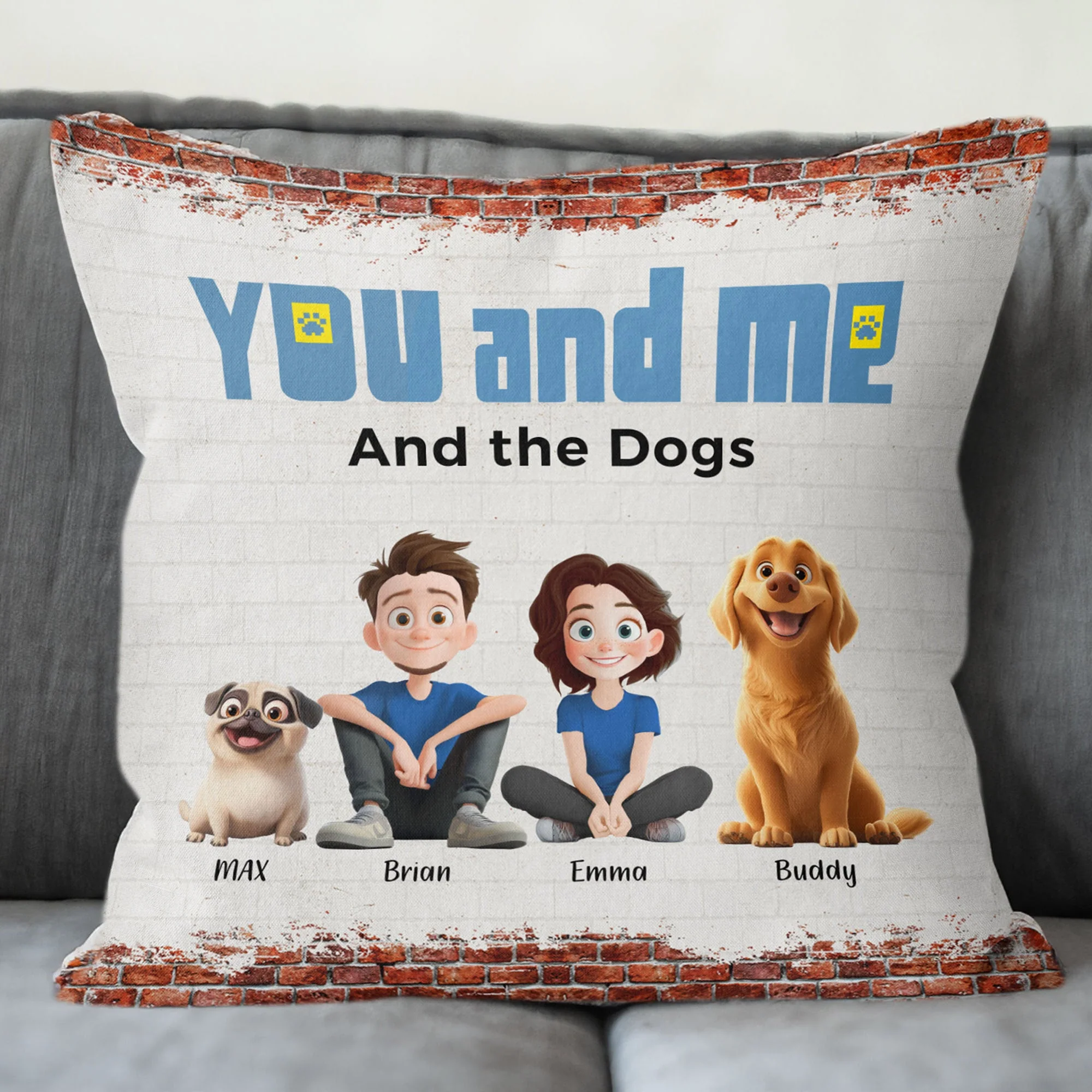 Custom Pet Family Square Pillow – Perfect Dog Lovers Gift - Image 4
