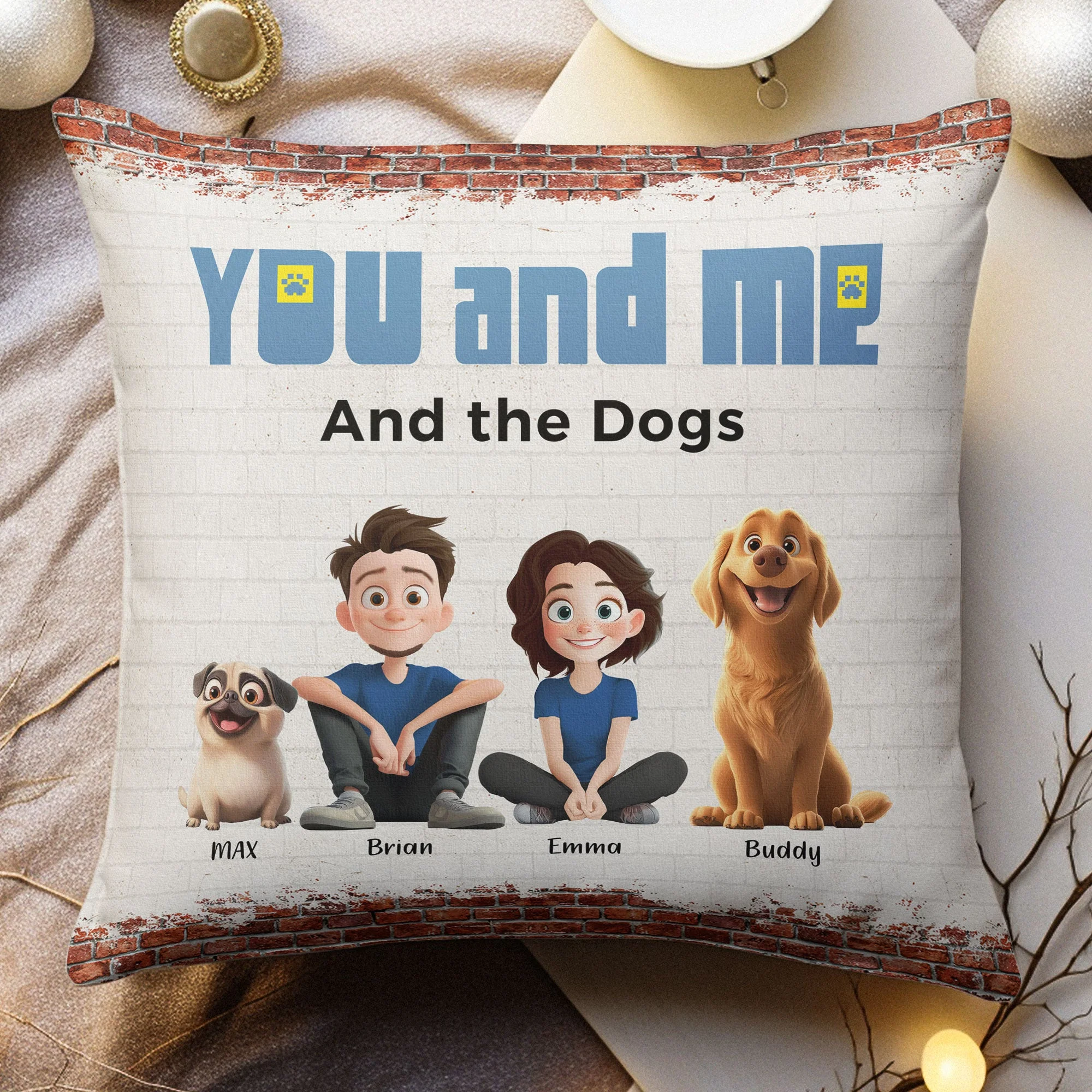 Custom Pet Family Square Pillow – Perfect Dog Lovers Gift - Image 5