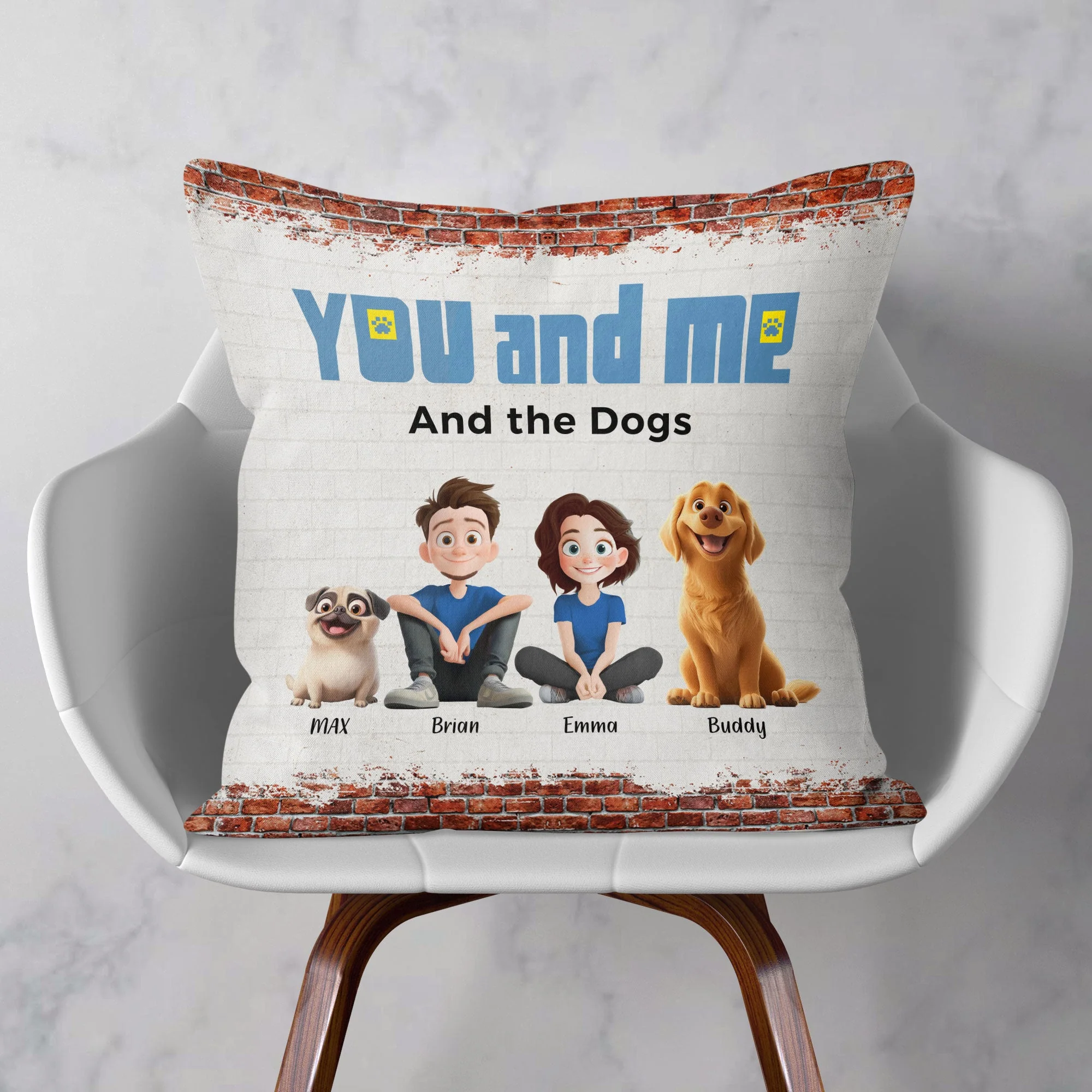 Custom Pet Family Square Pillow – Perfect Dog Lovers Gift - Image 7
