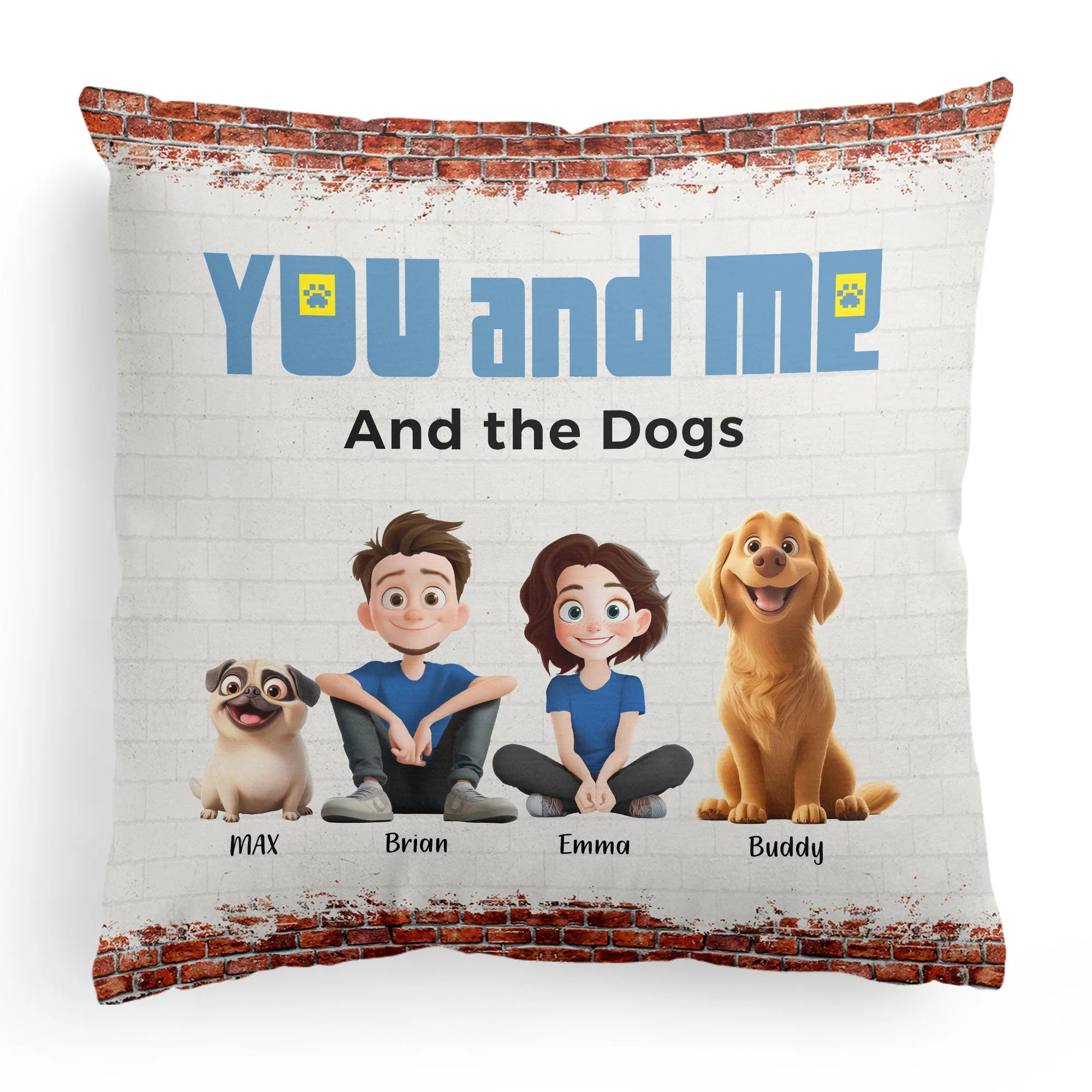 Custom Pet Family Square Pillow – Perfect Dog Lovers Gift - Image 9