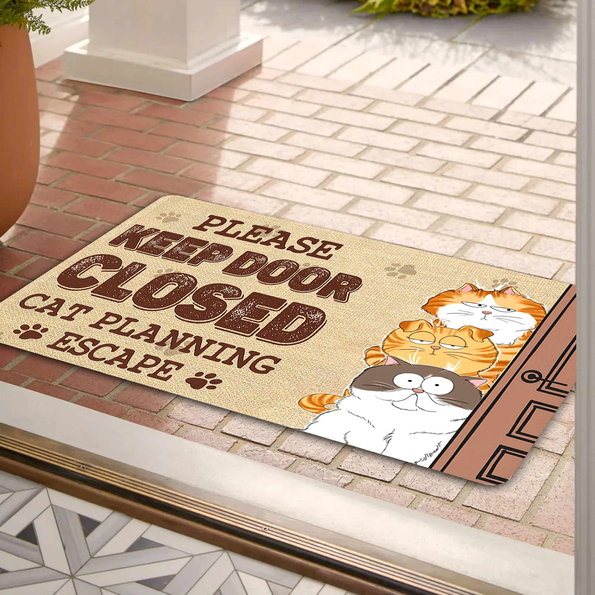 Funny Cat Escape Doormat - Please Keep Door Closed, Cat Planning Escape - Perfect Gift for Cat Lovers - Image 2