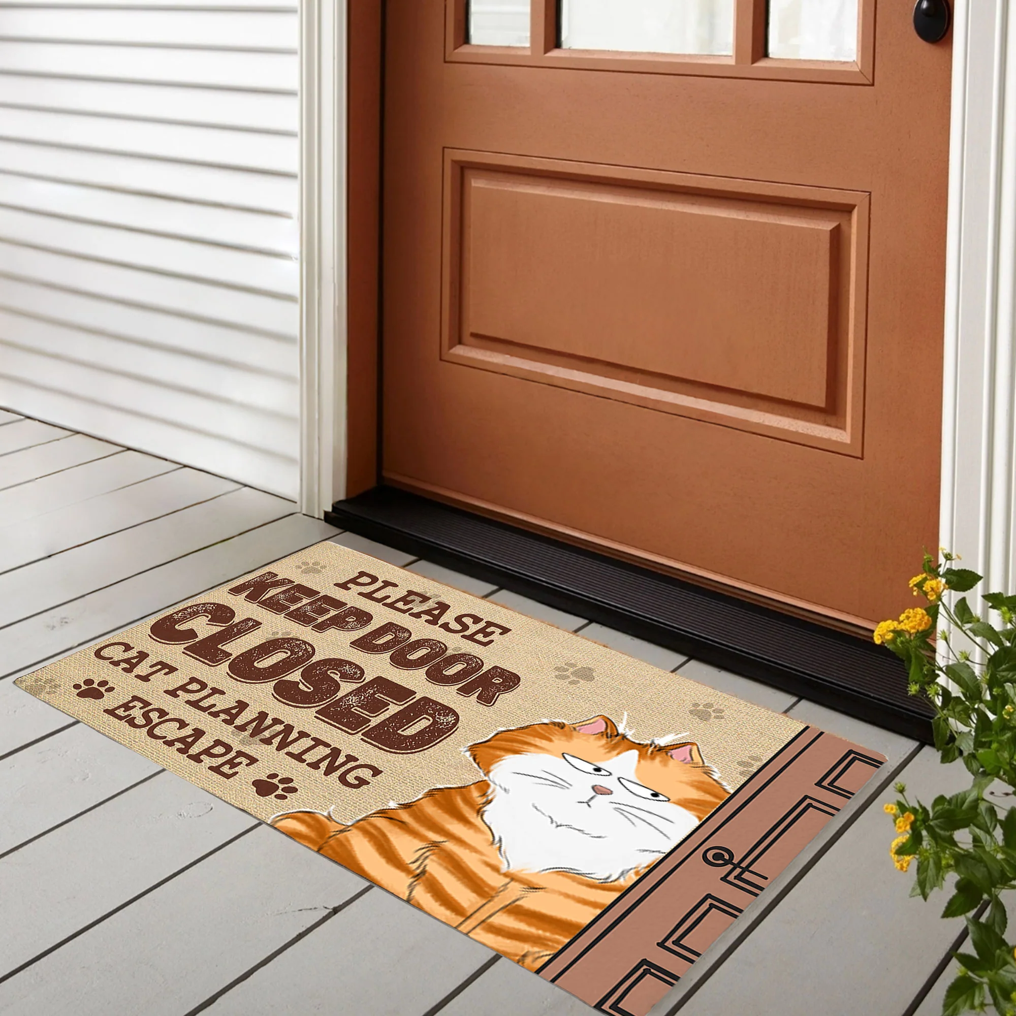 Funny Cat Escape Doormat - Please Keep Door Closed, Cat Planning Escape - Perfect Gift for Cat Lovers - Image 3