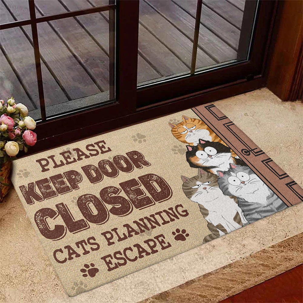 Funny Cat Escape Doormat - Please Keep Door Closed, Cat Planning Escape - Perfect Gift for Cat Lovers - Image 5