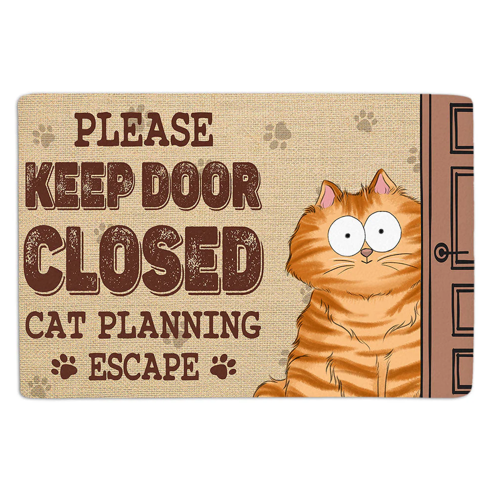 Funny Cat Escape Doormat - Please Keep Door Closed, Cat Planning Escape - Perfect Gift for Cat Lovers - Image 6