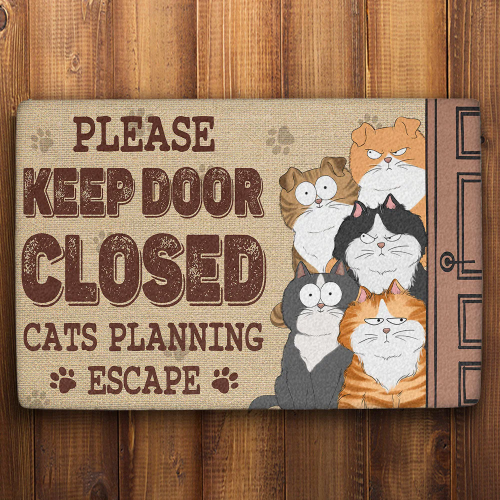 Funny Cat Escape Doormat - Please Keep Door Closed, Cat Planning Escape - Perfect Gift for Cat Lovers - Image 7