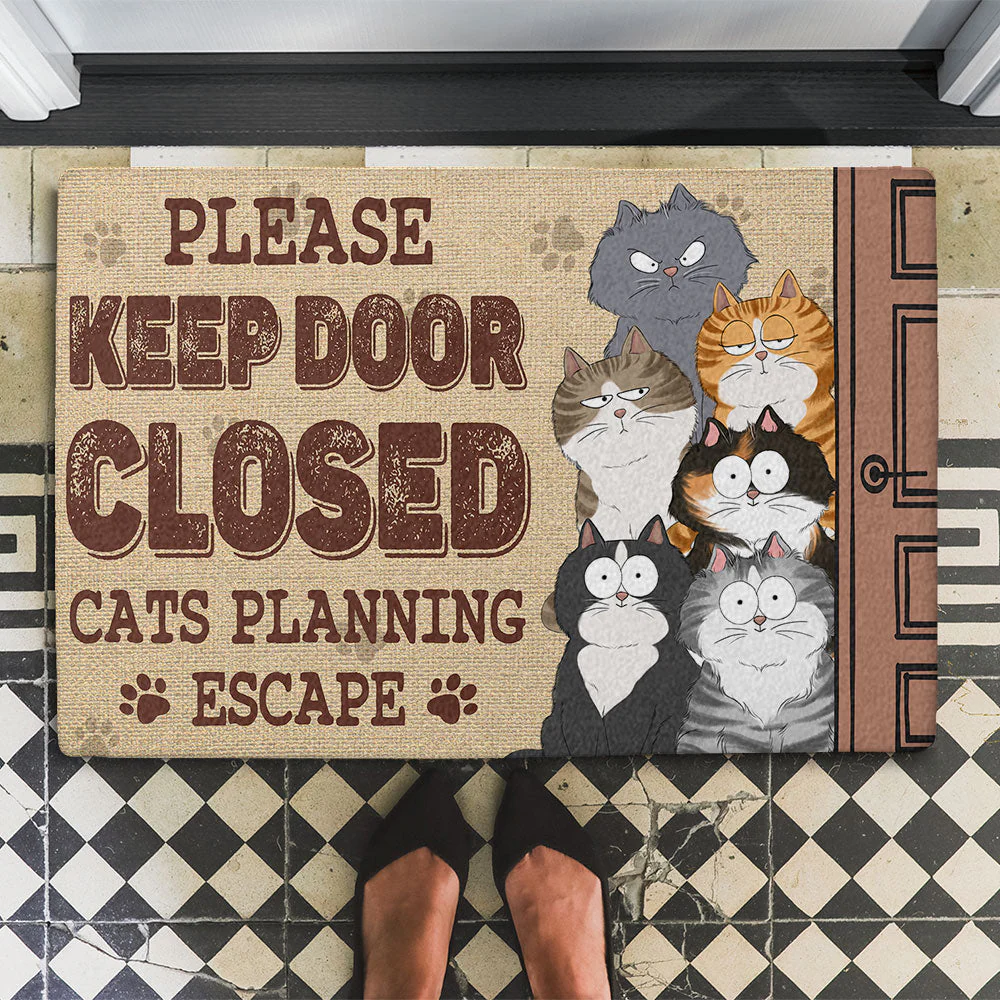 Funny Cat Escape Doormat - Please Keep Door Closed, Cat Planning Escape - Perfect Gift for Cat Lovers - Image 8