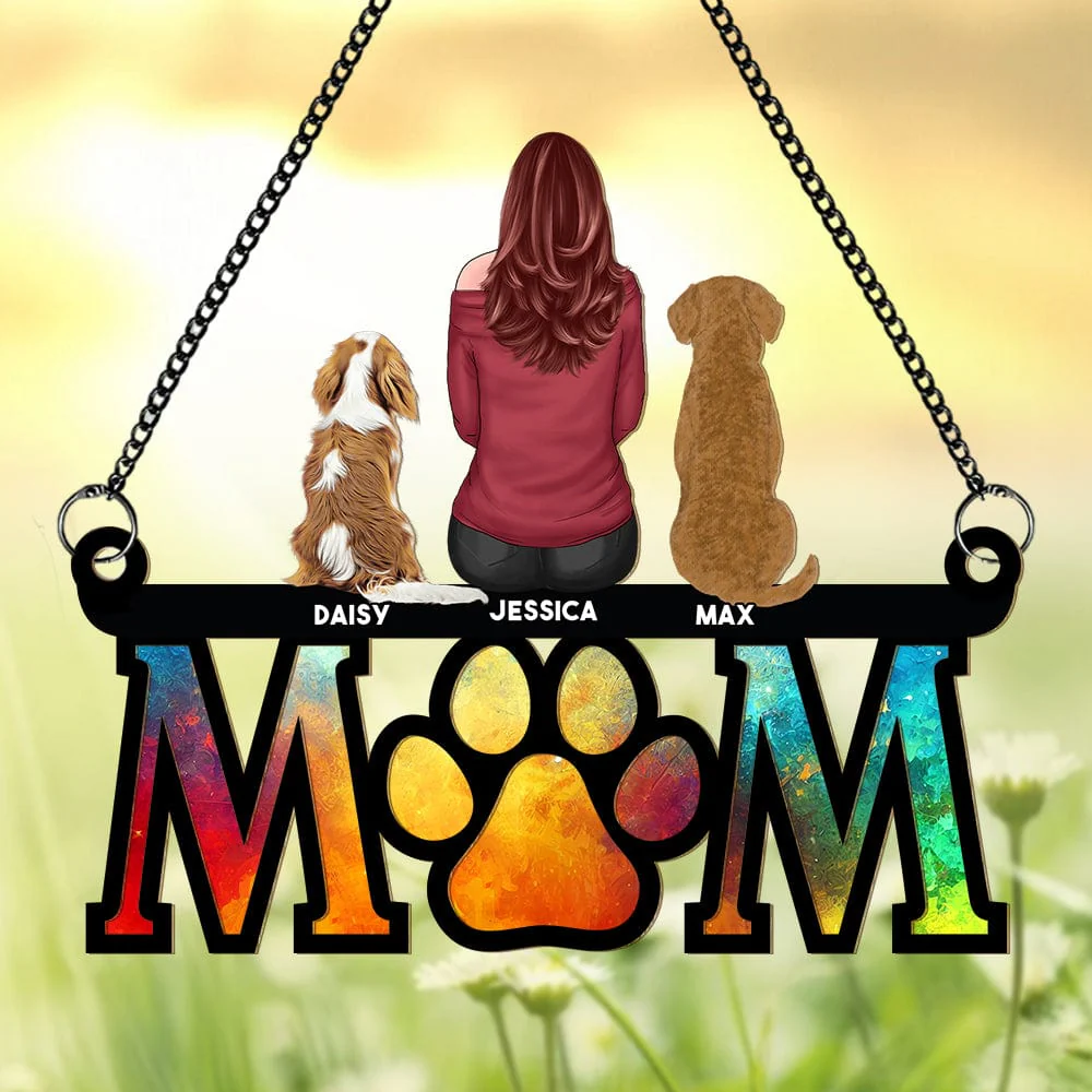 "Mom and Her Dogs" Themed Hanging Ornament, Wood and Acrylic Layers, Perfect Gift for Mother’s Day, Birthdays, or Special Occasions - Image 5