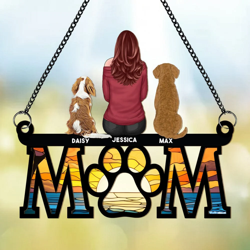 "Mom and Her Dogs" Themed Hanging Ornament, Wood and Acrylic Layers, Perfect Gift for Mother’s Day, Birthdays, or Special Occasions - Image 6