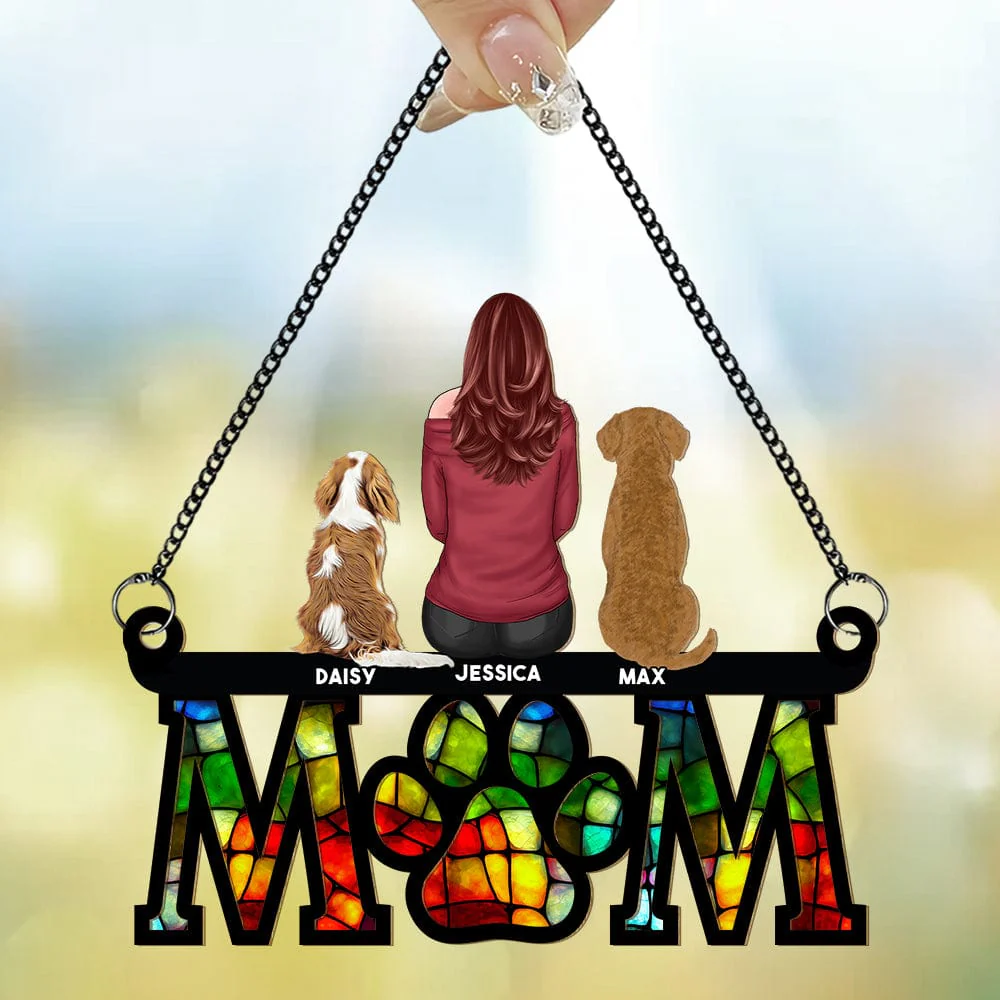 "Mom and Her Dogs" Themed Hanging Ornament, Wood and Acrylic Layers, Perfect Gift for Mother’s Day, Birthdays, or Special Occasions - Image 7