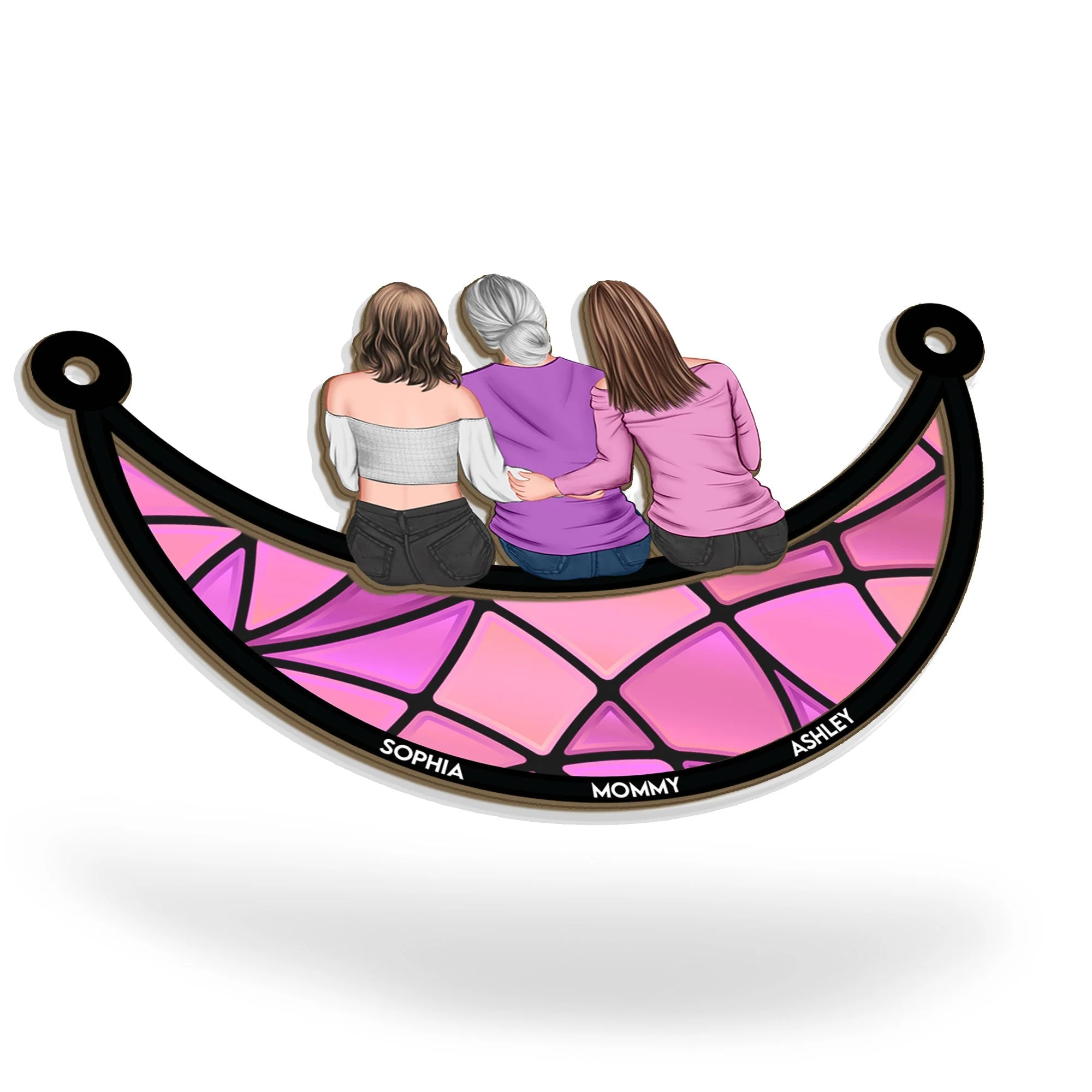 Mother & Daughter Back View Ornament in Wood and Acrylic, Personalized Romantic Gift for Mom’s Special Day - Image 9
