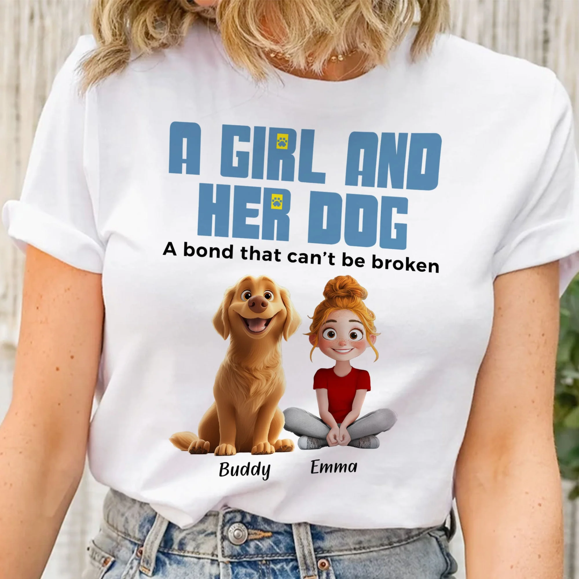Custom Dog & Owner Classic Tee - Personalized Pet Gift Keychain Canvas - Image 5