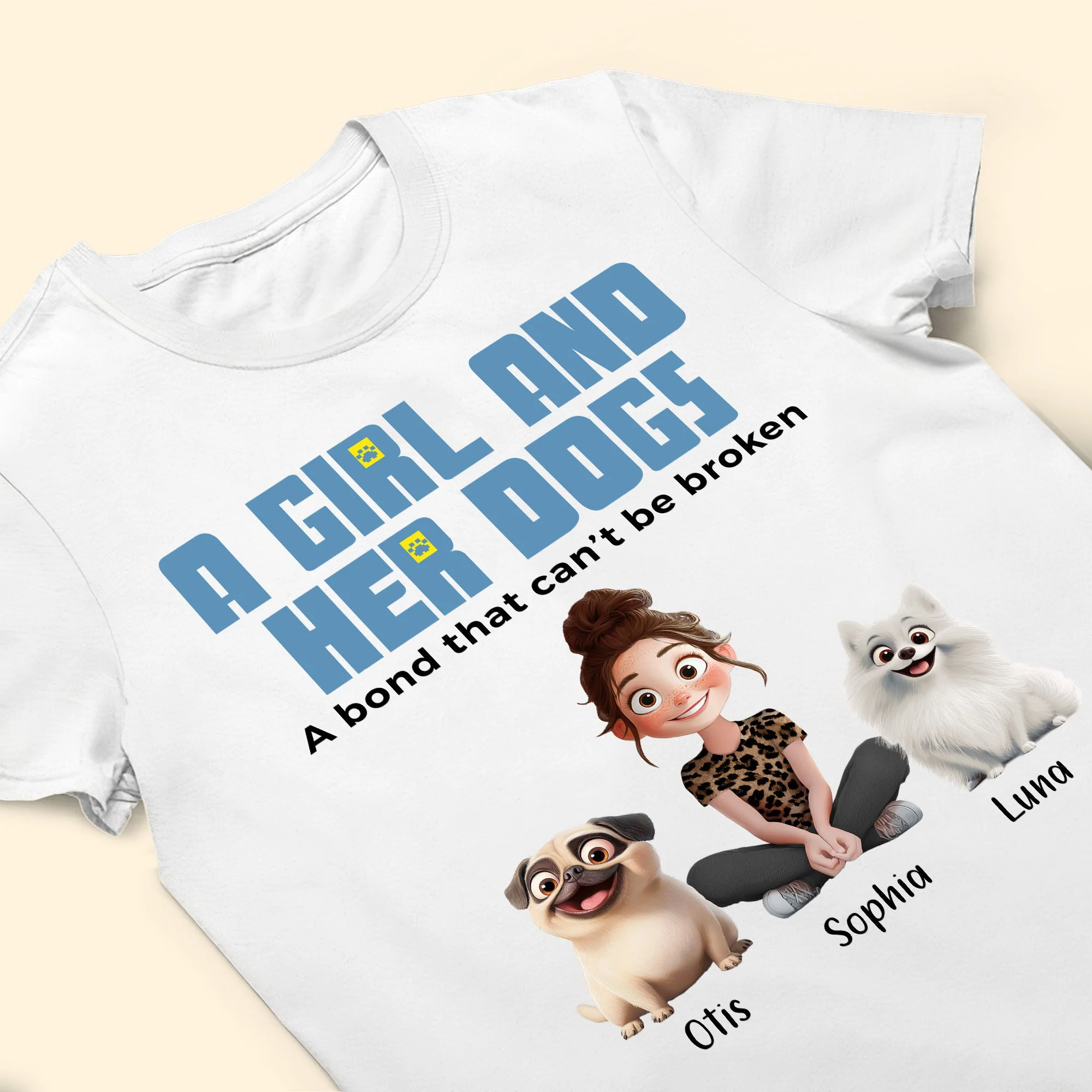 Custom Dog & Owner Classic Tee - Personalized Pet Gift Keychain Canvas - Image 8