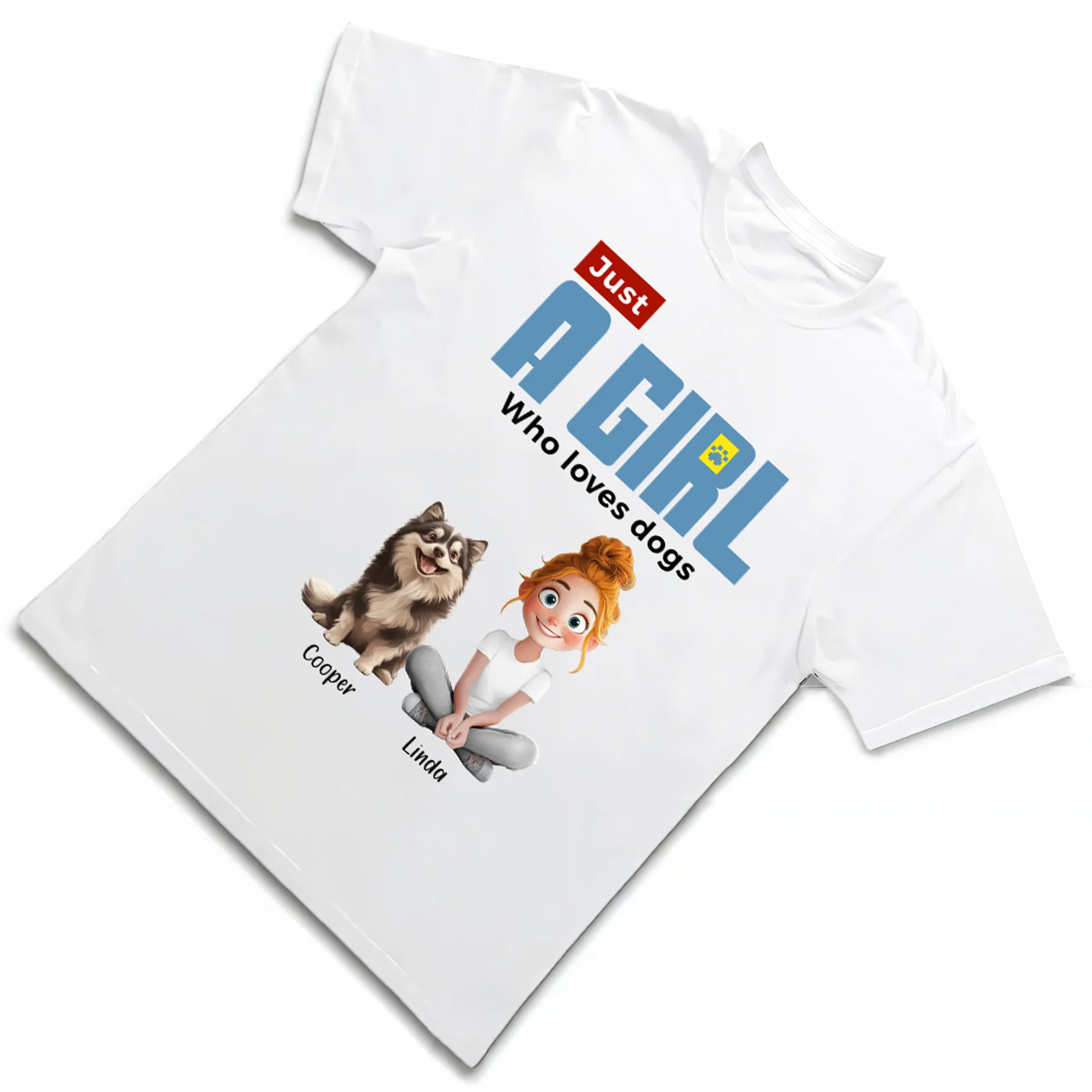 ‘Just A Girl Who Loves Dogs’ Classic Tee – Personalized Pet and Owner Design - Image 2