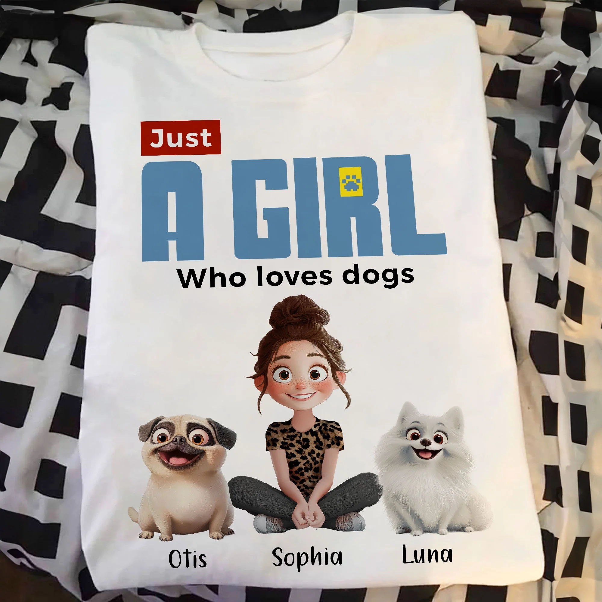 ‘Just A Girl Who Loves Dogs’ Classic Tee – Personalized Pet and Owner Design - Image 4