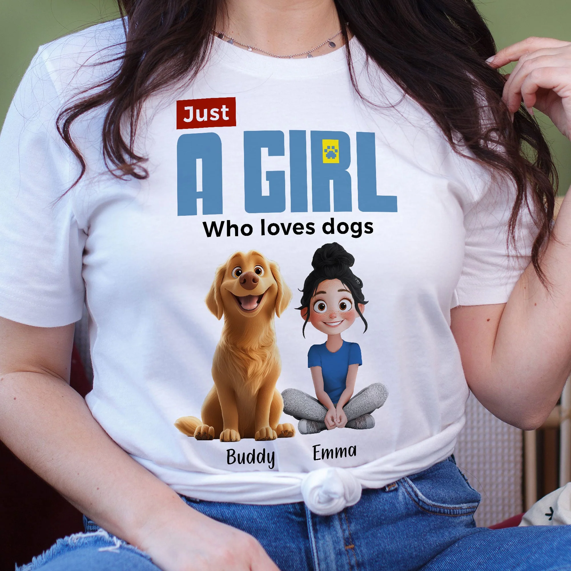 ‘Just A Girl Who Loves Dogs’ Classic Tee – Personalized Pet and Owner Design - Image 5