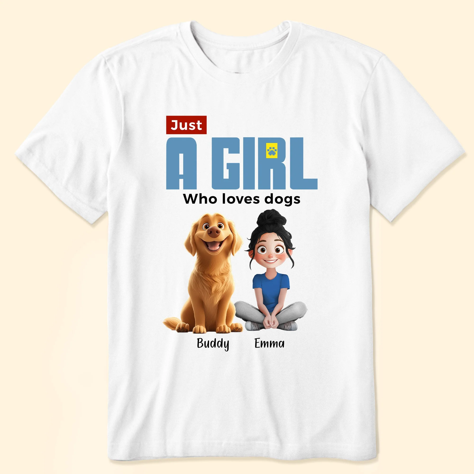 ‘Just A Girl Who Loves Dogs’ Classic Tee – Personalized Pet and Owner Design - Image 7