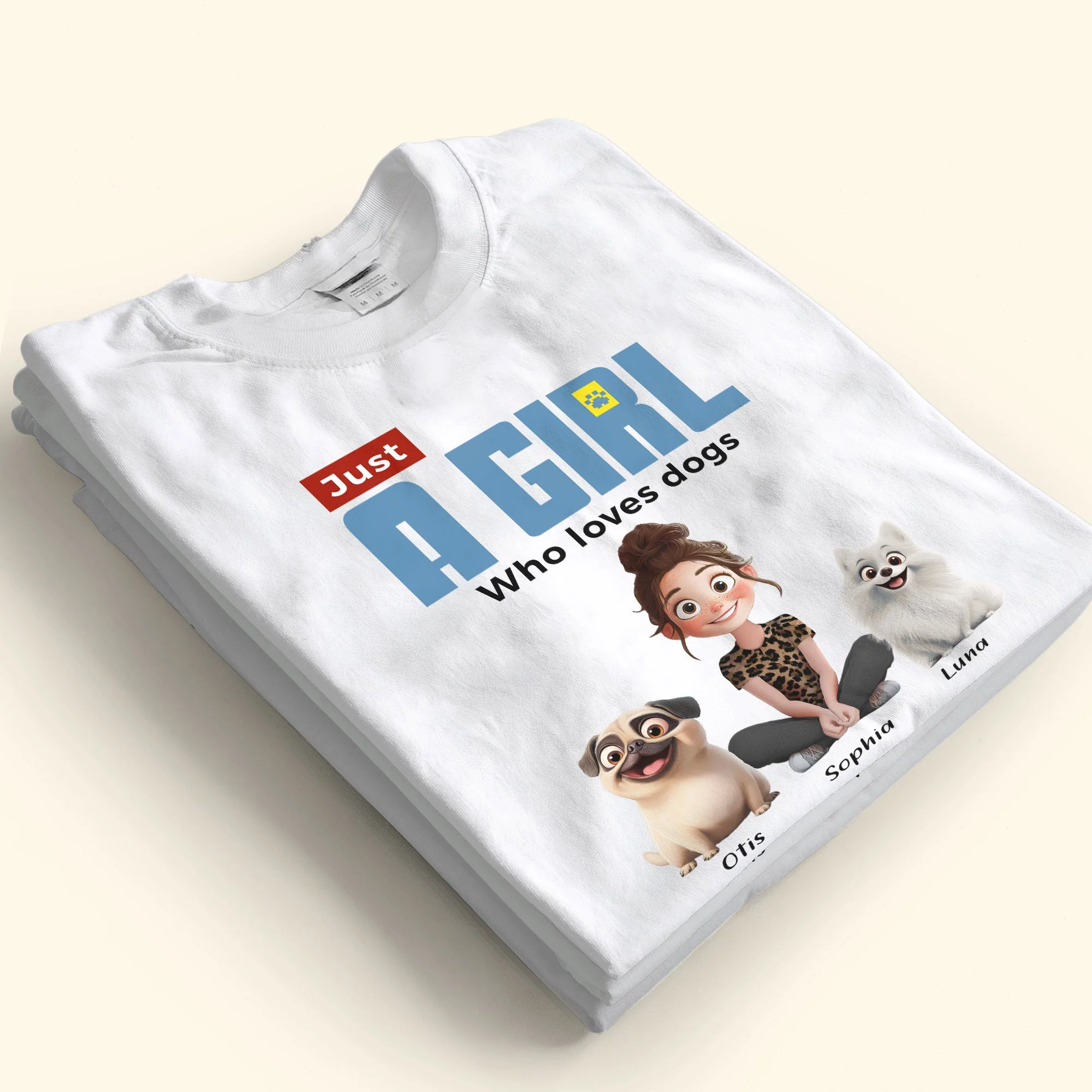 ‘Just A Girl Who Loves Dogs’ Classic Tee – Personalized Pet and Owner Design - Image 8