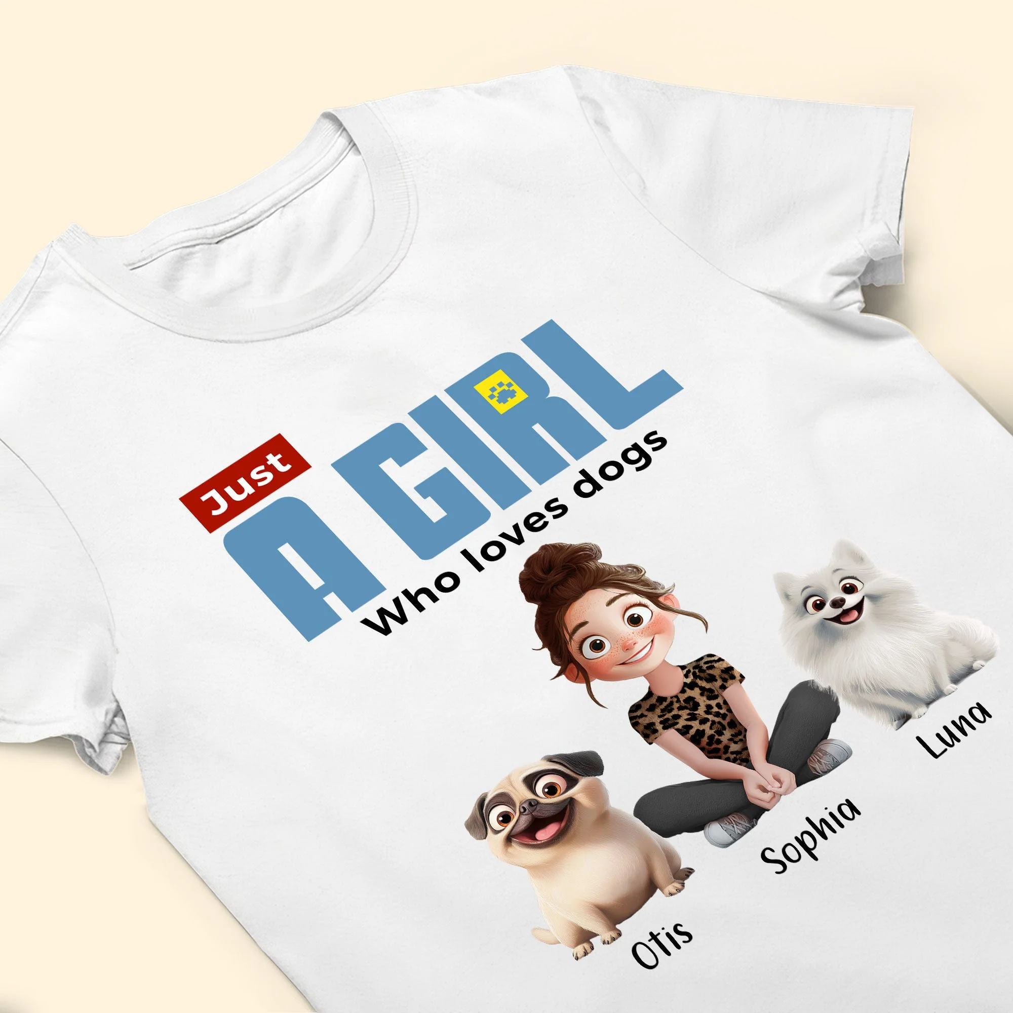 ‘Just A Girl Who Loves Dogs’ Classic Tee – Personalized Pet and Owner Design - Image 9