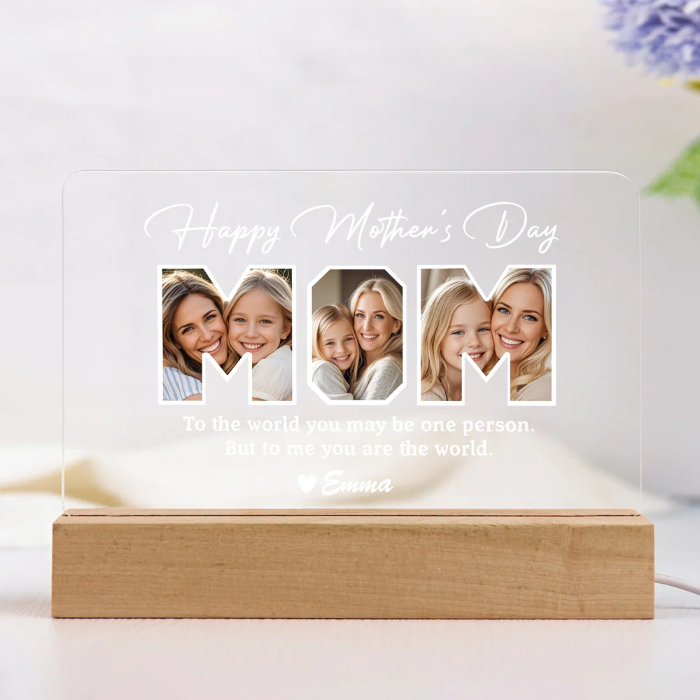 Personalized LED Mother’s Day Plaque with Custom Photo & Text - Image 2