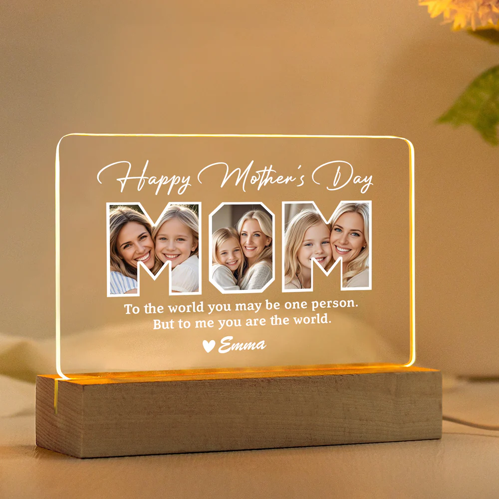 Personalized LED Mother’s Day Plaque with Custom Photo & Text - Image 3