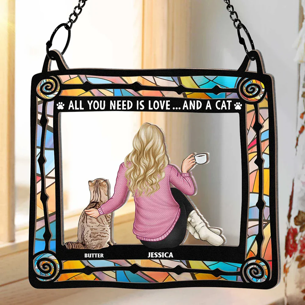 Personalized Cat & Owner Ornament - Customizable Pet-Themed Gift