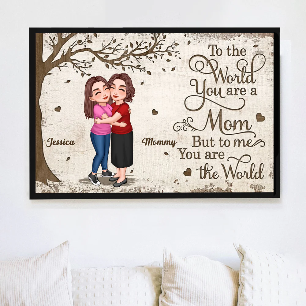 To the World You Are a Mom, But to Me You Are the World – Custom Poster Heartwarming Mother's Day Gift for Mom and Daughter - Image 3
